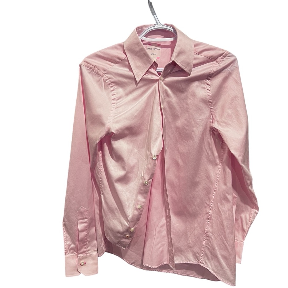 Pink Tartan 100% Cotton Blouse - Size 4 - Asymmetric